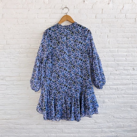 Vici Floral Mini Dress XS Blue Pink Casual Cottagecore Shirt Dress Summer Boho - Picture 3 of 12